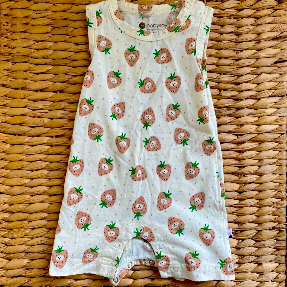 Babysoy Sleeveless Strawberry Romper